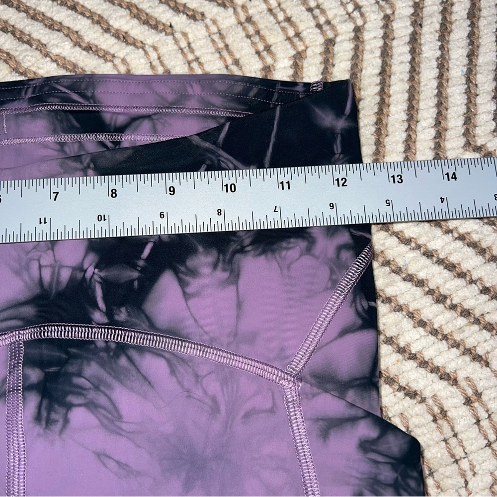Lululemon Power Thru High Rise Altered to Biker Shorts Tie Dye Wisteria Purple - Picture 2 of 13